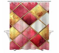 Shower Curtain 200cm x 200cm Long Shower Curtain Pink Bathroom Curtains Waterproof Polyester Fabric 12 Hooks, Weighted Hem, Machine Washable Geometry Curtains for Wet Room Outdoor Garden Decor 2Y#344