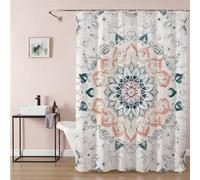 Shower Curtain 220 x 200 cm Beige Extra Long Bathroom Curtains Mandala, Waterproof Quick-Drying Washable Soft Polyester Fabric Shower Liner with Hooks and Weighted Hem, Hotel, Wet Room Tub 9Q-407