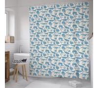 Shower Curtain 240x180 cm,Anti-Mould, Water-Repellent,with 12 Hooks,Washable Polyester Fabric Bath Curtains,Blue Cartoon Whale Shower Curtain for Bathroom