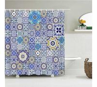 Shower Curtain 250x140cm Extra Long Shower Curtains Resistant Waterproof Washable Bathroom Curtains,Weighted Bath Curtains with Hooks,3D Outdoor Shower Curtain Bohemian Blue W99*L56 Inch