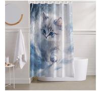 Shower Curtain 47.24x78.74 INCH Shower Curtains for Bathroom White Bath Curtain, Waterproof Quick-Drying Polyester Machine Fabric, Weighted Hem, Bathtub Curtains Cat for Bath Tub Showers Stall R2-11