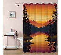 Shower Curtain 90 x 180 cm Tree Short Bathroom Curtains Burnt Orange, Waterproof Quick-Drying Washable Soft Polyester Fabric Shower Liner with Hooks and Weighted Hem, Hotel, Wet Room Tub 9Q-476