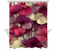 Shower Curtain 90cm x 180cm Long Shower Curtain Red Bathroom Curtains Waterproof Polyester Fabric 12 Hooks, Weighted Hem, Machine Washable Cream Curtains for Wet Room Outdoor Garden Decoration 2Y#398