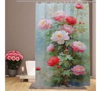 Shower Curtain 90x200cm/91x71inch Shower Curtains for Bathroom Flower Bathtub Curtains, Waterproof Machine Washable Fabric, Bath Curtain Plant with 12 Hooks for Hotel Bath Tub Showers Stall IR-22