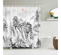 Shower Curtain, Abstract Mountains Waterproof Mould Bathroom Curtains, Proof Resistant with Rust-Resistant Metal Rings and 12 Hooks Bath Shower Curtain Liner extra long shower curtains 120x180cm