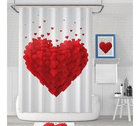 Shower Curtain, Abstract Red Heart Waterproof Mould Bathroom Curtains, Proof Resistant with Rust-Resistant Metal Rings and 12 Hooks Bath Shower Curtain Liner extra long shower curtains,240x180cm