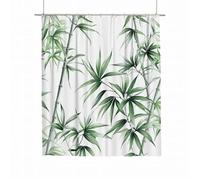 Shower Curtain Bamboo Extra Long Shower Curtain 200x200 Weighted Bathroom Curtains Plant Waterproof Polyester Fabric Bath Curtains with 12 Hooks Quick Dry Washable for Wet Room Bathtub Home Decor J-18