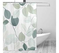 Shower Curtain,Bathroom Curtain Waterproof Resistant,Mildew Resistant Polyester Weighted hem Bath Curtains with 12 Pcs Curtain Hooks Machine Washable 180x180cm for Bathroom,Dormitory Green Leaf F633