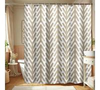 Shower Curtain, Beige and White Herringbone Pattern Shower Curtain for Bathroom Decor, Modern Minimalistic Waterproof Fabric Shower Curtain Set with Hooks for Spring Summer 62x72 Inch