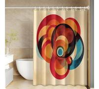 Shower Curtain Beige Blue Red Mould Resistant Shower Curtains for Bathroom Polyester Washable Bathroom Curtains Anti Mould Durable Wet Room Bath Curtain Decor with 12 Hooks 180x200cm