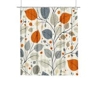 Shower Curtain Beige, Extra Long Shower Curtain for Bathroom 200x200 cm, Bathroom Curtains Rattan with 12 Metal Hooks, Waterproof Polyester Fabric Bathtub Curtains Quick Dry for Wet Room, Garden F-78
