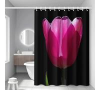 Shower Curtain Black Green Flower Mould Resistant Shower Curtains for Bathroom Washable Polyester Bathroom Curtains Decor Wet Room Quick Dry Anti Mould Bath Curtain with 12 Hooks 200x220cm