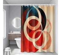 Shower Curtain Black Red Beige Mould Resistant Shower Curtains for Bathroom Polyester Washable Bathroom Curtains Anti Mould Durable Wet Room Bath Curtain Decor with 12 Hooks 200x240cm