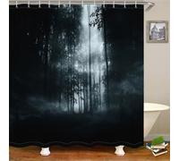 Shower Curtain Black Tree Print Shower Curtains Resistant Washable Polyester Bathroom Curtains Anti Mould Shower Curtain Bathroom Shower Curtain Wet Room Shower Curtain with 12 Hooks 180x200cm