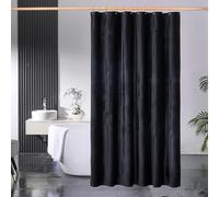 Shower Curtain Black Velvet Fabric 260 GSM Heavy-Duty Luxury Shower Curtain with Hooks, Thicken,Washable, Waterproof Shower Curtains for Bathroom Hotels, Bathtubs, 72 x 72 inches