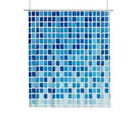 Shower Curtain Blue, Extra Long Shower Curtain for Bathroom 200x200 cm, Bathroom Curtains Lattice with 12 Metal Hooks, Waterproof Polyester Fabric Bathtub Curtains Quick Dry for Wet Room, Garden F-57