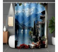 Shower Curtain Blue Shower Curtains Mountain Bathroom Curtains with 12 Hooks, Waterproof Polyester Bath Curtain Quick-Drying Washable for Bathroom Decor, Home Accessories, Gifts 56x80inch -lsy2507Z4