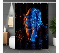 Shower Curtain Blue Shower Curtains Tiger Bathroom Curtains with 12 Hooks, Waterproof Polyester Bath Curtain Quick-Drying Washable for Bathroom Decor, Home Accessories, Gifts 140 x 200 cm -lsy2507KL
