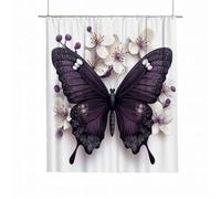 Shower Curtain Butterfly Extra Long Shower Curtain 180x180 Weighted Bathroom Curtains Floral Waterproof Polyester Fabric Bath Curtains with 12 Hooks, Quick Dry Washable for Wet Room Bathtub Decor I-71