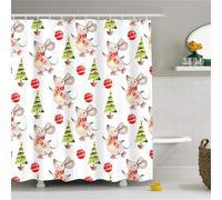 Shower Curtain Christmas Animals W220cm x L200cm Shower Curtains for Bathroom,Weighted Hem Waterproof Bathroom Curtains with 12 Hooks,3D Outdoor Machine Washable Fabric Hotel Bathtubs Decor M-1653