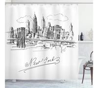 Shower Curtain City Scenery W120cm x L200cm Shower Curtains for Bathroom,Weighted Hem Waterproof Bathroom Curtains with 12 Hooks,3D Outdoor Garden Machine Washable Fabric Hotel Bathtubs Decor M-1664