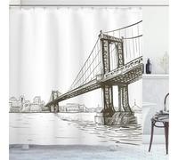 Shower Curtain City Scenery W300cm x L200cm Shower Curtains for Bathroom,Weighted Hem Waterproof Bathroom Curtains with 12 Hooks,3D Outdoor Garden Machine Washable Fabric Hotel Bathtubs Decor M-1662