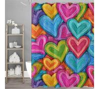 Shower Curtain Color, Love Shower Curtain for Bathroom with 12 Hooks, Waterproof, Quick-Drying, Washable, Weighted Showers Curtains for Wet Room, Bathroom Decor, Extra 150x200cm/59.1x78.7inch,Model666
