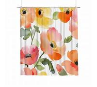 Shower Curtain Floral Extra Long Shower Curtain 180x200 Weighted Bathroom Curtains Vintage Waterproof Polyester Fabric Bath Curtains with 12 Hooks, Quick Dry Washable for Wet Room Bathtub Decor I-55