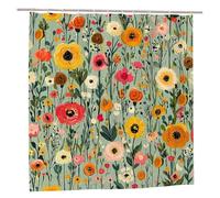 Shower Curtain Floral Extra Long Shower Curtain 180x220 Waterproof Bathroom Curtains Rural Washable Polyester Fabric Bath Curtains with 12 Hooks Weighted Hem for Wet Room Bath Tub Home Decor L-24