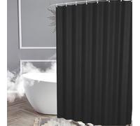 Shower Curtain for Bathroom, 100% Polyester Waterproof Mould Proof Resistant Fabric, 180 x 180cm PEVA Bathroom Curtains with Grommets & 12 Pcs Hooks, Quick-Drying, Washable Bath Curtain (Black)