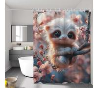 Shower Curtain for Bathroom, Flower Shower Curtain 200x200 cm, Waterproof Polyester Fabric Bathtub Curtains, Weighted Hem, Machine Washable, Quick Dry, with Rustproof Grommets and Hooks, Sloth P-6429