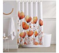 Shower Curtain for Bathroom Orange Color Shower Curtain Waterproof Extra Long 90x180cm with Weighted Hem and 12 Hooks, Resistant Daisy Bathtub Curtains for Wet Room, Bathroom Decor Gifts 35 inch R2-57