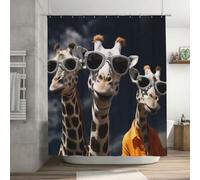 Shower Curtain for Bathroom Three giraffes wearing sunglasses Waterproof Bath Curtain Heavy Duty Thick Shower Curtains with 12 Hooks Farmhouse Decorative Bathtubs Curtains Bath Decor 183x183 CM