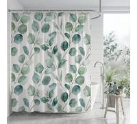 Shower Curtain for Bathroom, Waterproof Quick-Drying Polyester Fabric Bath Curtains, Simple Leaves Printed Tub Screen Enclosure with Heavy Weighted Hem & Hooks, Machine Washable, 150 x 200 cm, Q-o510