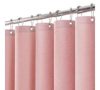 Shower Curtain for Bathroom with Metal Hooks Linen Fabric Shower Curtain Heavy Duty Bath Curtain for Wet Room Bathtub Shower Stall, Hotel Quality, Weighted Hem, Waterproof - 182 x 182cm (Pink)