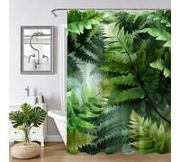 Shower Curtain Green Leaves Shower Curtains for Bathroom with 12 Hooks | Quick-Drying | Washable Weighted Hem, Resistant Waterproof Polyester Fabric Bath Curtain for Bathroom Wet Rooms, 130x170cm Z-87