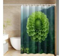 Shower Curtain Green Mandala Mould Resistant Shower Curtains for Bathroom Washable Polyester Bathroom Curtains Decor Wet Room Quick Dry Anti Mould Bath Curtain with 12 Hooks 150x180cm