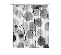 Shower Curtain Grey, Extra Long Shower Curtain for Bathroom 180x180 cm, Bathroom Curtains Rattan with 12 Metal Hooks, Waterproof Polyester Fabric Bathtub Curtains Quick Dry for Wet Room, Garden V-5