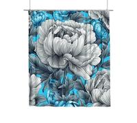 Shower Curtain Grey, Extra Long Shower Curtain for Bathroom 240x200 cm, Bathroom Curtains Flower with 12 Metal Hooks, Waterproof Polyester Fabric Bathtub Curtains Quick Dry for Wet Room, Garden C-11