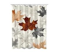 Shower Curtain Grey, Shower Curtain for Bathroom with 12 Curtains Hooks, Leaf Curtains Extra Long, Weighted Hem, Quick Drying Waterproof Polyester Fabric for Bathtub, Gifts for Women 180x200 cm E-47