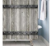 Shower Curtain Grey Wood Grain Bathroom Curtains Polyester Shower Curtains Mould Proof Resistant Wet Room Bathroom Shower Curtain Durable Washable Bath Curtain with 12 Hooks 150x180cm