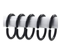 Shower Curtain Hanging Hooks Plastic Curtain Rail Hooks Pack of 12 C-Shaped Shower Curtain Hook Black Color Plastic Shower Curtain Rings for Bathroom Window Shower Rod