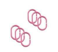Shower Curtain Hanging Hooks Plastic Curtain Rail Hooks Pack of 12 C-Shaped Shower Curtain Hook Pink Color Plastic Shower Curtain Rings for Bathroom Window Shower Rod