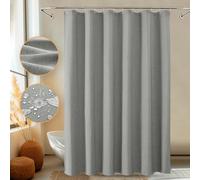 Shower Curtain, Heavy-Duty Linen-Texture Fabric Shower Curtain, Extra Soft Double-layer waterproof Shower Curtains With Smart Function Stainless Steel Hooks for Bathroom, 275 x 183cm (Dark Gray)