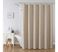Shower Curtain, Heavy-Duty Linen-Texture Fabric Shower Curtain, Extra Soft Double-layer waterproof Shower Curtains With Smart Function Stainless Steel Hooks for Bathroom, 275 x 183cm (Dark Blue)