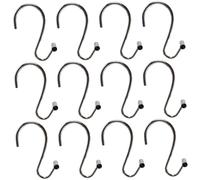 Shower Curtain Hooks 12 Pcs S-shaped Stainless Steel Shower Curtain Rings Sturdy Rustproof Shower Hooks T-Bar Decorative Curtain Hooks for Bathroom Shower Rod