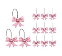 Shower Curtain Hooks, 12PCS Cute Bow Shower Curtain Hooks, Heavy Duty Shower Curtain Rings, Decorative Shower Hanger Hooks for Bathroom Baby Room Nursery Decor