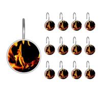 Shower Curtain Hooks, Abstract Fire Dancing Shower Curtain Rings Stainless Steel Rust-Proof Shower Hooks Rings for Bathroom Shower Rods Curtains, Set of 12 Hooks