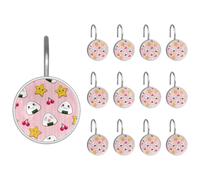 Shower Curtain Hooks, Cute Onigiri Rice Balls Shower Curtain Rings Stainless Steel Rust-Proof Shower Hooks Rings for Bathroom Shower Rods Curtains, Set of 12 Hooks