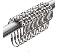 Shower Curtain Hooks Rustproof Stainless Steel Curtain Rings with Metal Polished Roller Balls Heavy Duty Drapery Rings for Bathroom Set of 14 Pack Hooks
